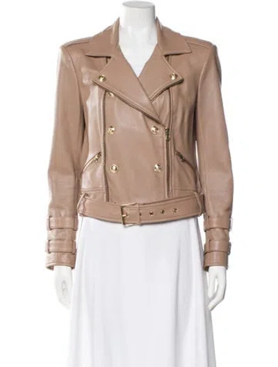 Pre-owned L'agence Lamb Leather Biker Jacket In Neutral