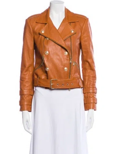 Pre-owned L'agence Lamb Leather Biker Jacket In Neutral