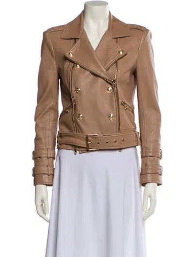 Pre-owned L'agence Lamb Leather Biker Jacket In Neutral