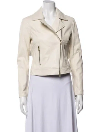 Pre-owned L'agence Lamb Leather Biker Jacket In Neutrals