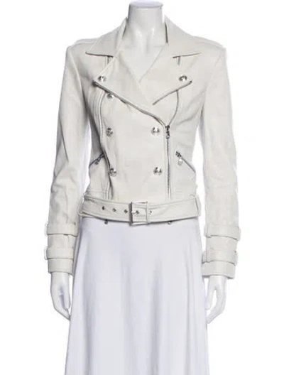 Pre-owned L'agence Lamb Leather Biker Jacket In Neutrals