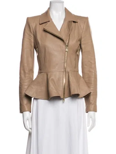 Pre-owned L'agence Lamb Leather Biker Jacket In Neutrals