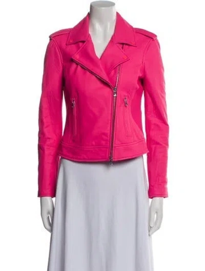 Pre-owned L'agence Lamb Leather Biker Jacket In Pink