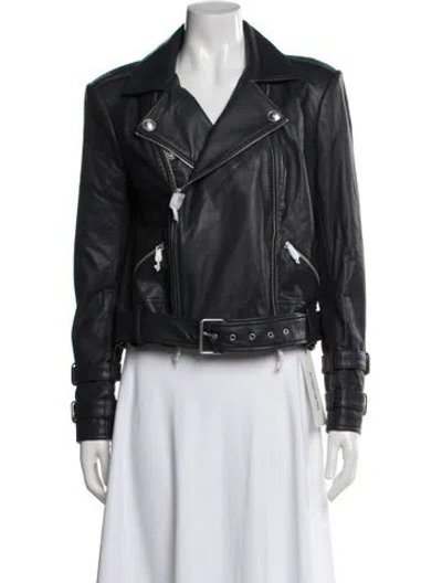 Pre-owned L'agence Lamb Leather Biker Jacket W/ Tags In Black
