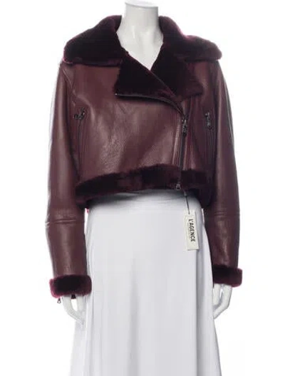 Pre-owned L'agence Lamb Leather Biker Jacket W/ Tags In Burgundy
