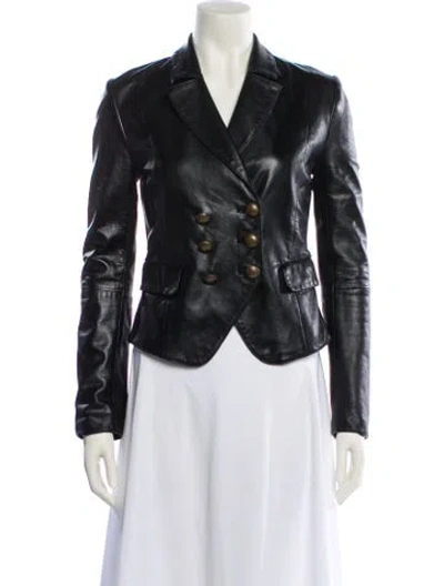 Pre-owned L'agence Lamb Leather Blazer In Black
