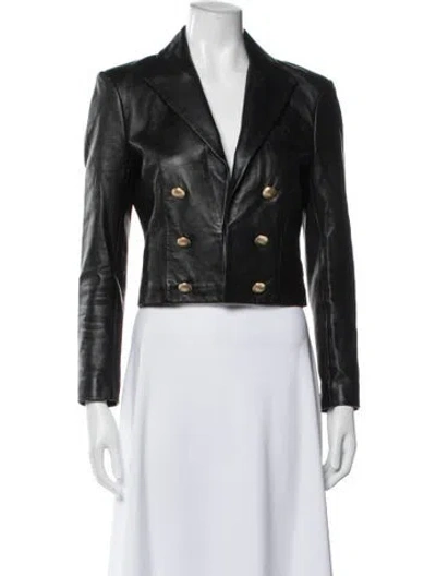 Pre-owned L'agence Lamb Leather Blazer In Black