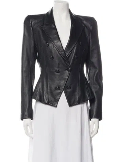 Pre-owned L'agence Lamb Leather Blazer In Black