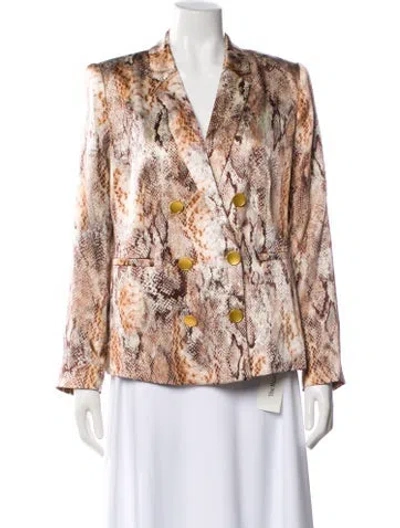 Pre-owned L'agence Lamb Leather Floral Print Blazer W/ Tags In Neutral