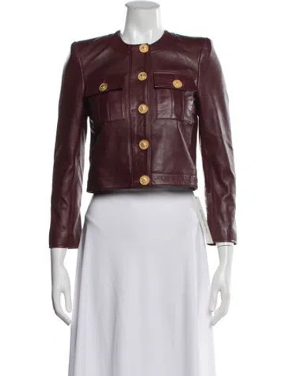 Pre-owned L'agence Lamb Leather Jacket W/ Tags In Burgundy