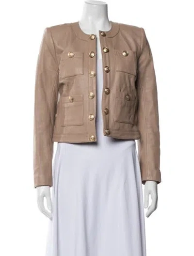 Pre-owned L'agence Lamb Leather Jacket W/ Tags In Neutrals