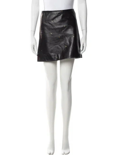Pre-owned L'agence Lamb Leather Mini Skirt In Black