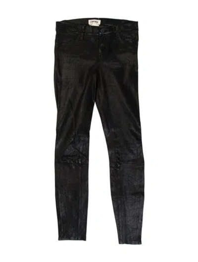 Pre-owned L'agence Lamb Leather Skinny Leg Pants In Black
