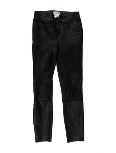 Pre-owned L'agence Lamb Leather Skinny Leg Pants In Black
