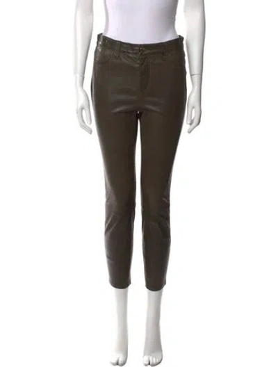 Pre-owned L'agence Lamb Leather Skinny Leg Pants In Black