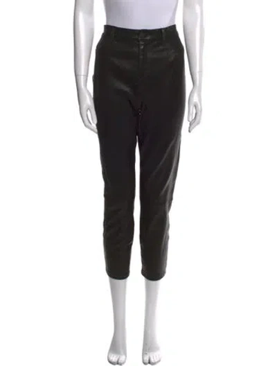 Pre-owned L'agence Lamb Leather Skinny Leg Pants In Black