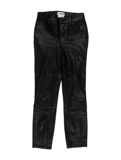 Pre-owned L'agence Lamb Leather Skinny Leg Pants In Black