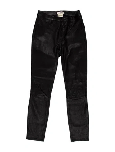 Pre-owned L'agence Lamb Leather Skinny Leg Pants In Black