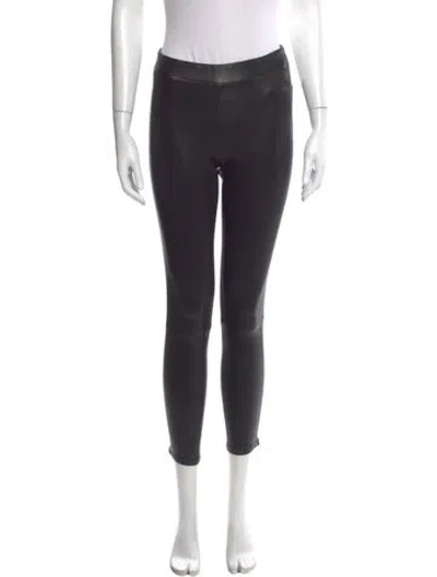Pre-owned L'agence Lamb Leather Skinny Leg Pants In Black