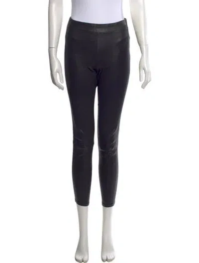 Pre-owned L'agence Lamb Leather Skinny Leg Pants In Black