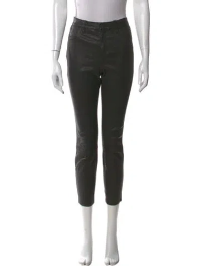 Pre-owned L'agence Lamb Leather Skinny Leg Pants In Black
