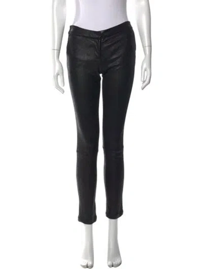 Pre-owned L'agence Lamb Leather Skinny Leg Pants In Black