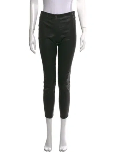 Pre-owned L'agence Lamb Leather Skinny Leg Pants In Black