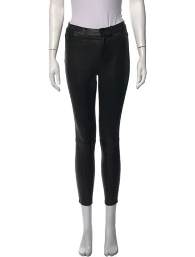 Pre-owned L'agence Lamb Leather Skinny Leg Pants In Black