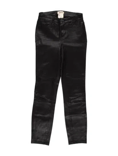 Pre-owned L'agence Lamb Leather Skinny Leg Pants In Gray