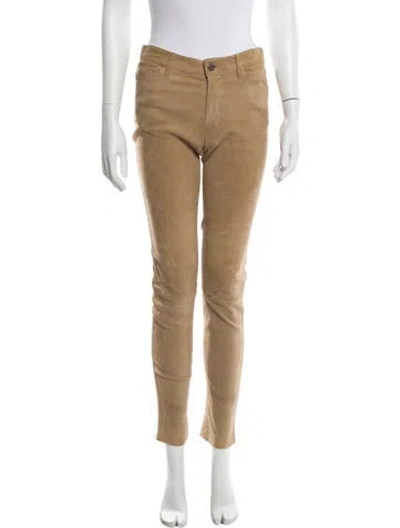 Pre-owned L'agence Lamb Leather Straight Leg Pants In Neutral