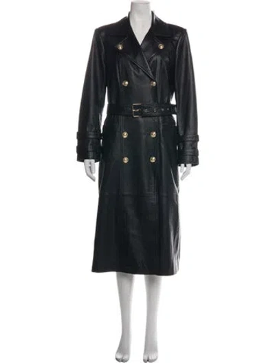 Pre-owned L'agence Lamb Leather Trench Coat In Black