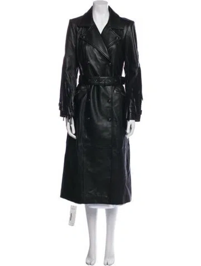 Pre-owned L'agence Lamb Leather Trench Coat W/ Tags In Black
