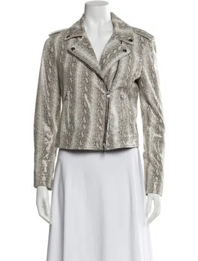Pre-owned L'agence Lamb Leather Tweed Pattern Blazer In Neutral