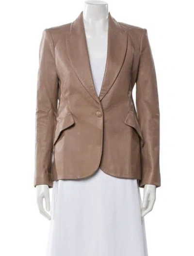 Pre-owned L'agence Lamb Leather V-neck Blouse In Pink