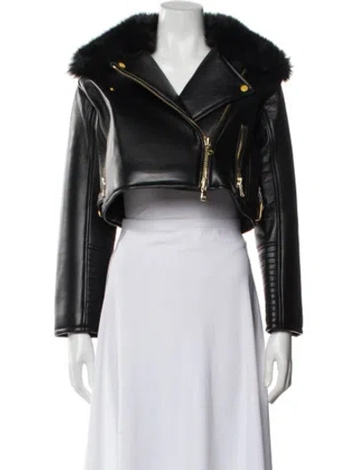 Pre-owned L'agence Lambskin Biker Jacket In Black