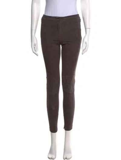 Pre-owned L'agence Lambskin Skinny Leg Pants In Brown