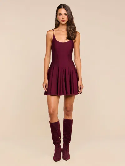 L'agence Lana Flare Knit Dress In Merlot Red