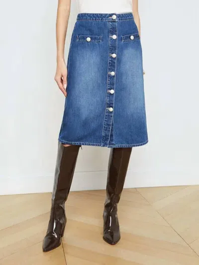 L'agence Landry A-line Midi Skirt In Verdugo In Blue