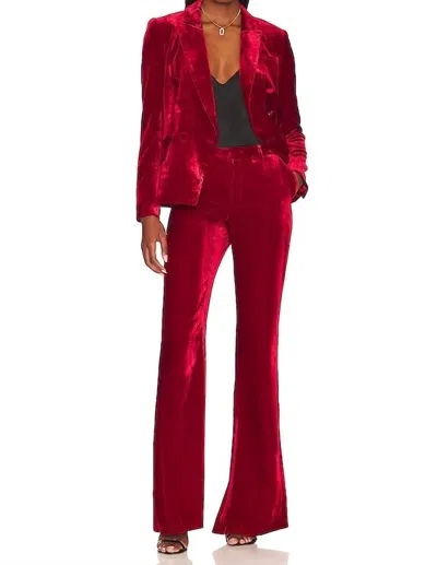 L'agence Lane Velvet Flare Pants In Red Dahlia