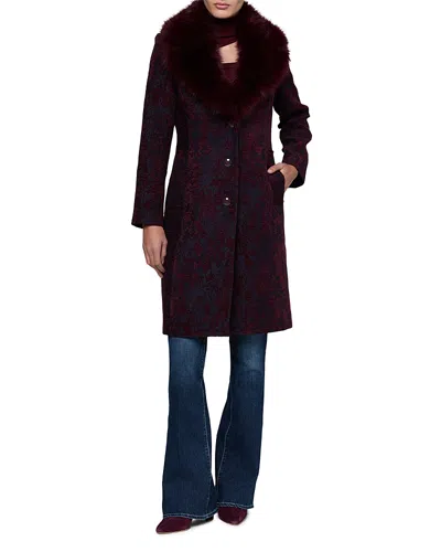 L'agence Laney Faux Fur Collar Coat In Red