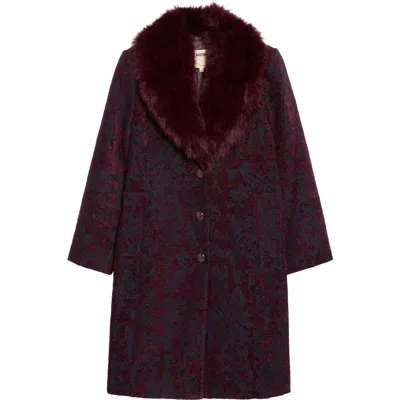L'agence Laney Metallic Faux Fur Collar Coat In Brown