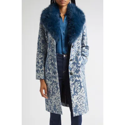 L'agence Laney Metallic Faux Fur Collar Coat In Multi