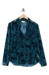 L'agence Laurent Burnout Velvet Button-up Shirt In Green