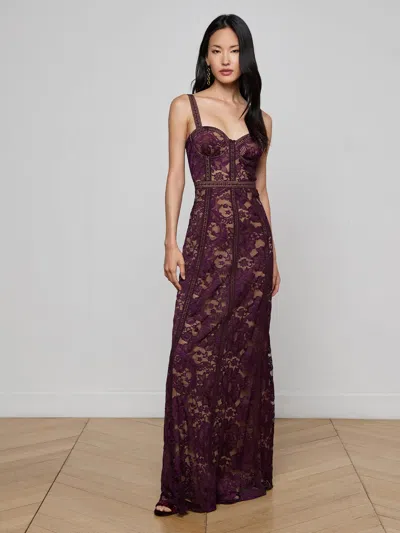 L'agence Laynie Lace Maxi Dress In Purple