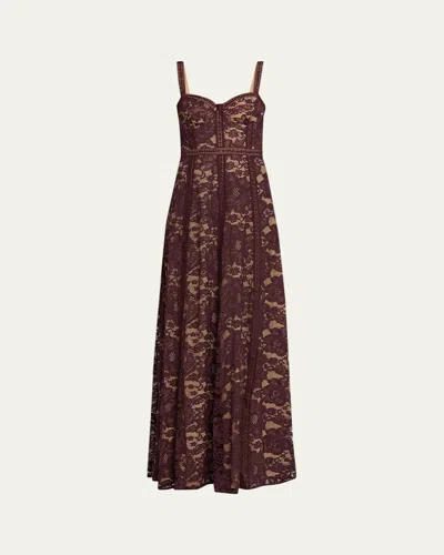 L'agence Laynie Lace Maxi Dress In Dark Malbec In Purple