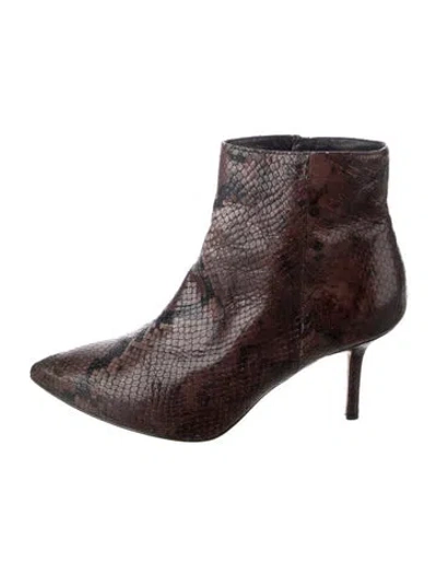 Pre-owned L'agence Leather Animal Print Boots In Brown