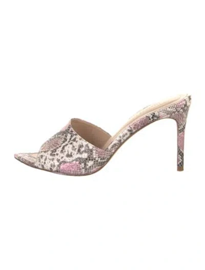 Pre-owned L'agence Leather Animal Print Slides In Multi