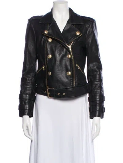 Pre-owned L'agence Leather Biker Jacket In Black