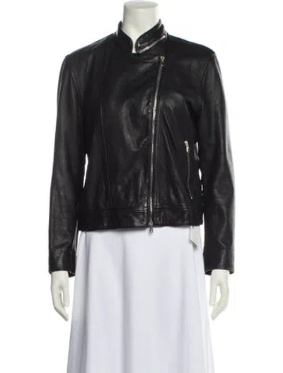 Pre-owned L'agence Leather Biker Jacket In Black