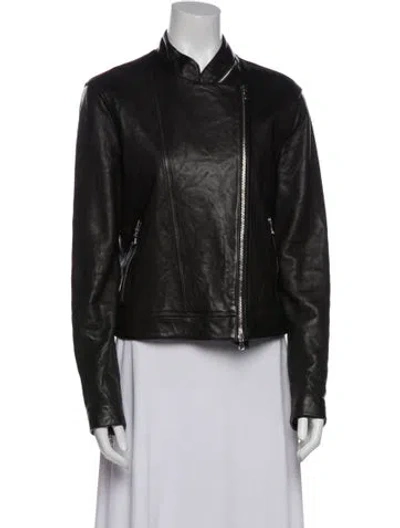 Pre-owned L'agence Leather Biker Jacket In Black